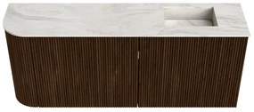 Mondiaz Joya DLux 100cm toiletmeubel ronding links walnut met wastafel faye rechts 1 kraangat ostra