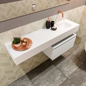 Mondiaz Andor toiletmeubel 60cm mat wit met witte wastafel 120cm rechts zonder kraangat