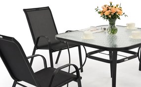 Modena metalen tuinmeubel voor 4 personen met Garden Point vierkante tafel zwart