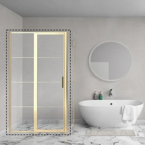 Aqua Vista Draaideur - 100x200 cm - met vast deel - Brushed Yellow Titanium R-BYT-C100-FFF