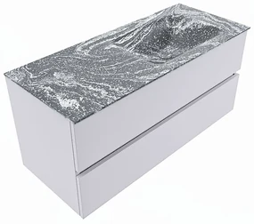 Mondiaz Vica DLux badmeubel 110cm cale 2 lades met wastafel lava rechts zonder kraangat