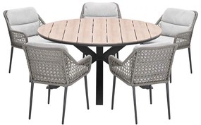 Garden Impressions Pemba tuinset 6-delig - Tulli tuintafel Ø148x75 cm - light teak vironwood