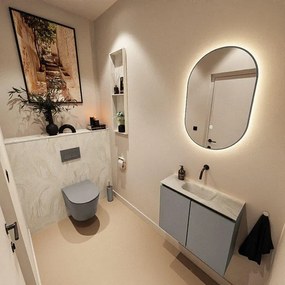 MONDIAZ TURE-DLUX 60cm toiletmeubel Smoke. EDEN wastafel Ostra positie midden. Zonder kraangat. TUREDX60SMOM0OST