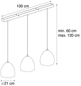 Eettafel / Eetkamer Moderne hanglamp zwart met grijs beton 3-lichts - Eton Modern E27 rond Binnenverlichting Lamp