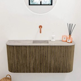 Mondiaz Joya DLux 95cm toiletmeubel ronding links/rechts dusk met wastafel faye midden zonder kraangat glace