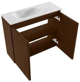 Mondiaz Ture DLux toiletmeubel 60cm rust met wastafel opalo links met kraangat