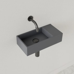 Sanigoods Nano fontein rechts leigrijs zonder kraangat 36x18cm