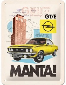 Metalen wandbord Opel - Manta! GT/E, (15 x 20 cm)