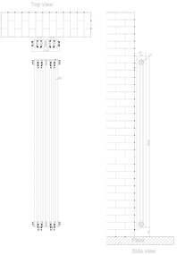 Eastbrook Rivassa 3 koloms radiator 30x180cm staal 1563W zwart mat