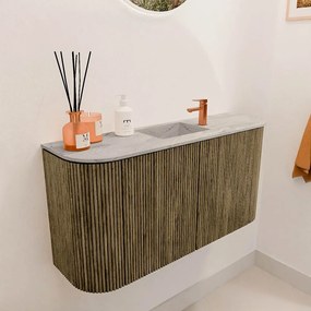 Mondiaz Joya DLux 85cm toiletmeubel ronding links/rechts dusk met wastafel faye midden 1 kraangat glace
