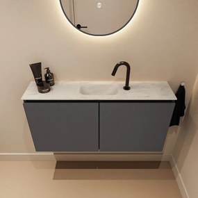 Mondiaz Ture DLux toiletmeubel 100cm dark grey met wastafel opalo midden met kraangat