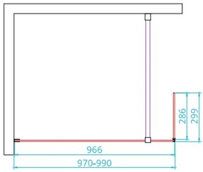 van Rijn ST01 inloopdouche 100x200cm met 30cm vaste wand chroom