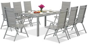 Polywood Verona aluminium tuinset voor 8 personen Garden Point lichtgrijs