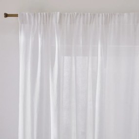 Glasgordijn van polyester en linnen met aangerimpelde bies en golf, Aron