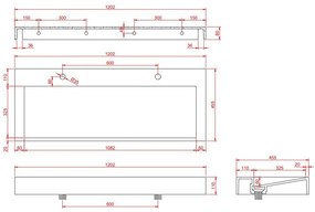 Fontana Houston zwart badkamermeubel 120cm ribbelfront 2 kraangaten