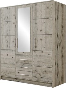 Kledingkast Dortivu 148, Wellington eik, 200x147x58cm, 131 kg, Kledingkast deuren: Met scharnieren, Aantal planken: 5, Aantal planken: 5