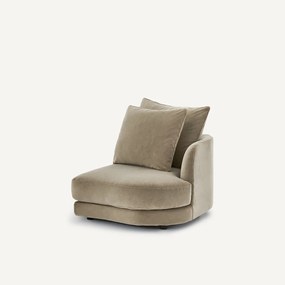 Halve bank rechts, afgerond, modulair, van stonewashed fluweel, TIBERIO