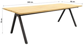 Mason teak tuintafel 240 x 95 cm.