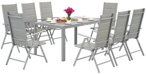 Polywood Verona aluminium tuinset voor 8 personen Garden Point lichtgrijs