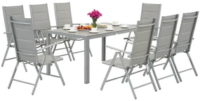 Polywood Verona aluminium tuinset voor 8 personen Garden Point lichtgrijs