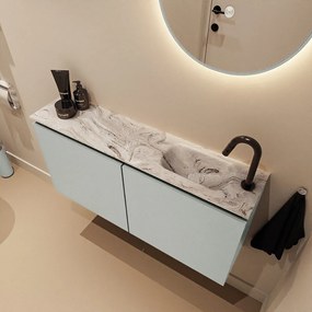 Mondiaz Ture DLux toiletmeubel 100cm greey met wastafel glace rechts met kraangat