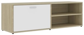 vidaXL Tv-meubel 120x34x37 cm bewerkt hout wit en sonoma eikenkleurig