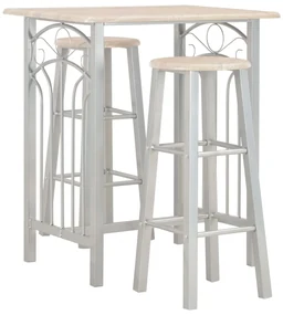 vidaXL 3-delige Barset hout en staal