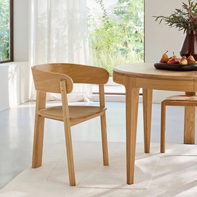 Tafelfauteuil, 3 poten, massief eiken, Marais, ontwerp Emmanuel Gallina