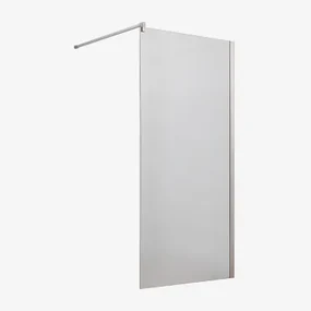 Vaste Douchewand Met 8 Mm Gehard Glas En Bristol Aluminium Geborsteld Grijs & Transparant & 90 X 195 Cm - Sklum