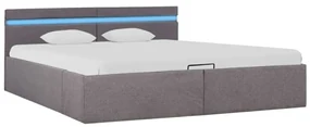 vidaXL Bedframe met hydraulische opslag en LED stof taupe 180x200 cm