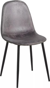 Set 4 Black Teok Kunstlederen Stoelen