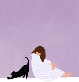 Ilustratie Girl and Cat, Bea Muller