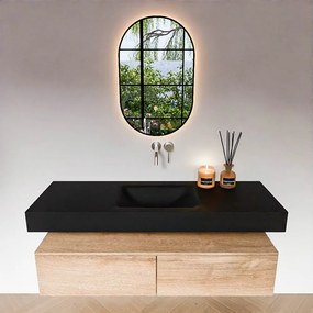 Zaro Alan badmeubel 140cm washed oak 2 lades met vrijhangende wastafel cloud midden zonder kraangat urban