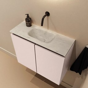 Mondiaz Ture DLux toiletmeubel 60cm rosee met wastafel opalo midden zonder kraangat