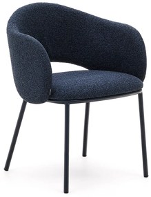 Kave Home Maina Design Eetkamerstoel Chenille Blauw