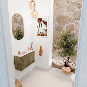 Mondiaz Joya DLux 70cm toiletmeubel ronding rechts dusk met wastafel faye links 1 kraangat meli
