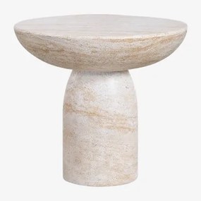 Ronde Bijzettafel In Travertijnlook Cement (ø50 Cm) Ribeseya Travertine - Sklum