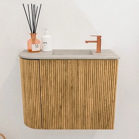 Mondiaz Joya DLux 50cm toiletmeubel ronding links oak met wastafel faye rechts 1 kraangat opalo