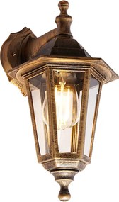 Antieke buiten wandlamp goud IP44 - New Haven
