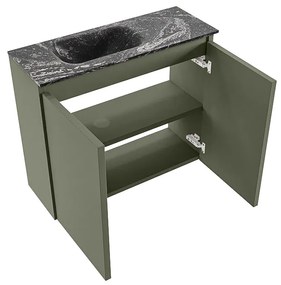 Mondiaz Ture DLux toiletmeubel 60cm army met wastafel lava links zonder kraangat