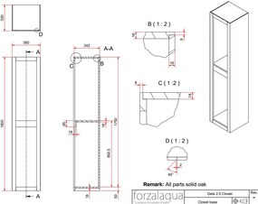 Forzalaqua Gela kolomkast 40x35x180cm castle brown