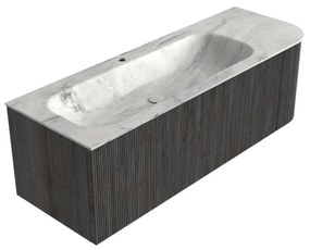 Mondiaz Kurve-dlux 135cm badmeubel ronding rechts shadow met 1 lade en deur en wastafel big medium kraangat links opalo