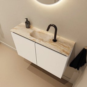 Mondiaz Ture DLux toiletmeubel 80cm talc met wastafel frappe midden met kraangat