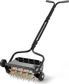 VEVOR Handmatige gazonbeluchterrol 45 cm, gazonbeluchter met een werkdiepte van 5 cm en 4 rollen, 18 kg zware stalen gazonbeluchter, gazonrol voor verdichte grond, gazononderhoud, tuin, zwart