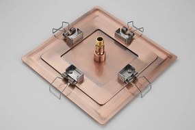 Saniclear Cube inbouw regendouche rond met inbouw douchekop 30x30cm en 2 standen handdouche geborsteld koper