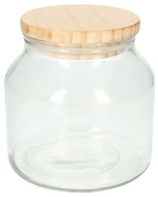 Voorraadpot met houten deksel, glas, middel