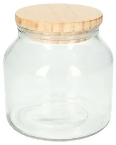 Voorraadpot met houten deksel, glas, middel