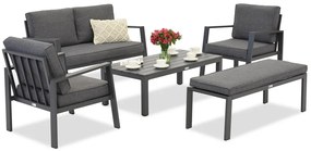 Zakintos Coffee 4 aluminium set met bankje antraciet Garden Point
