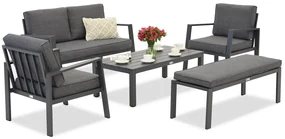 Zakintos Coffee 4 aluminium set met bankje antraciet Garden Point