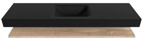 Zaro Alan badmeubel 170cm met planchet washed oak en vrijhangende wastafel cloud midden zonder kraangat urban